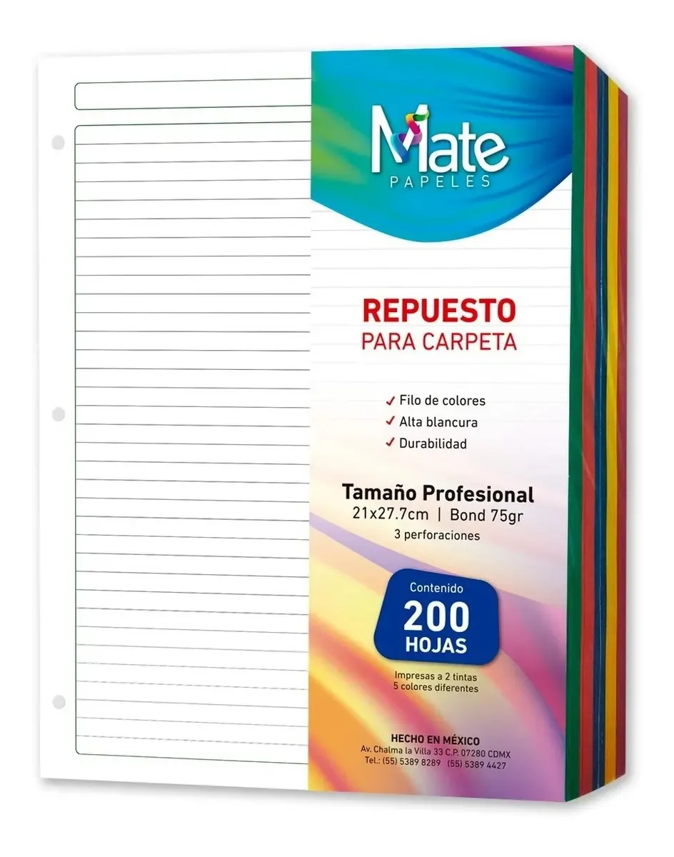 Fosco | Folhas de pastas | Carta | 200 folhas | Filo Colores