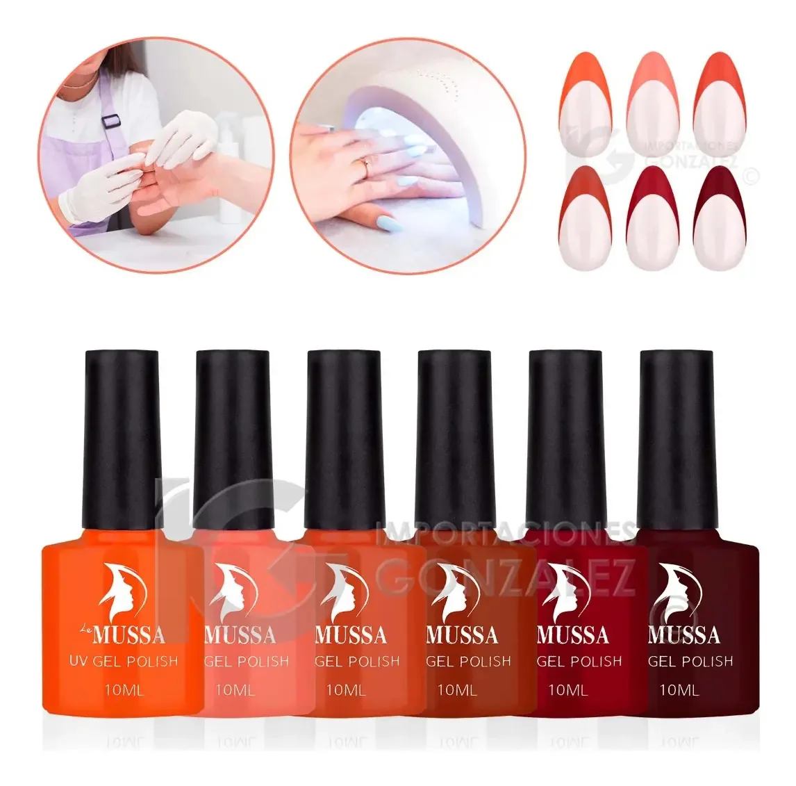 Gama De Gel Semipermanente Mussa® 6 Esmaltes Para Unhas Uv Cor Gama Outono