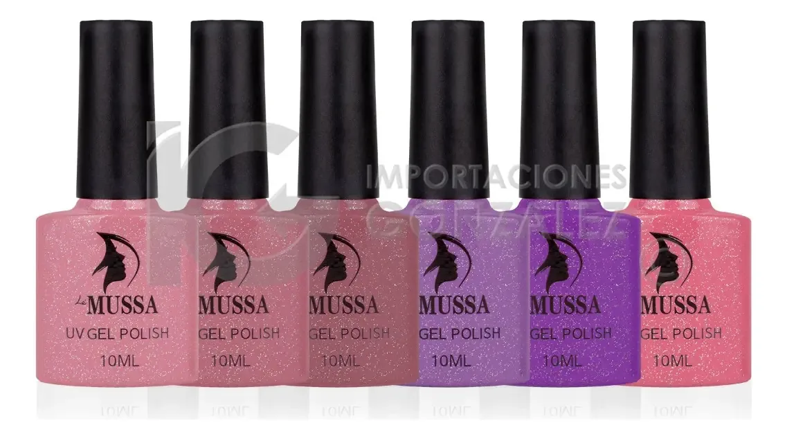 Gama De Gel Semipermanente Mussa® 6 Esmaltes Para Unhas Uv Cor Gama Girly