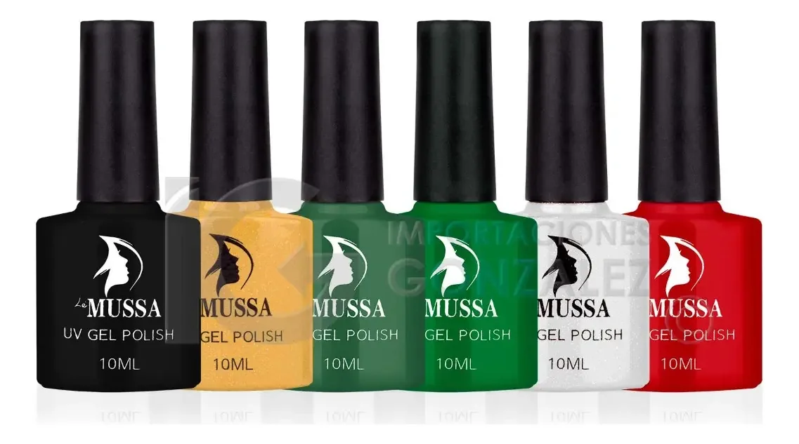Gama De Gel Semipermanente Mussa® 6 Esmaltes Para Unhas Uv Cor Gama Christmas