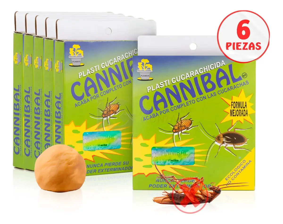 Pacote de exterminador ecológico de pragas Cannibal® Cockroach Kill Poison com 6 caixas com 80g.