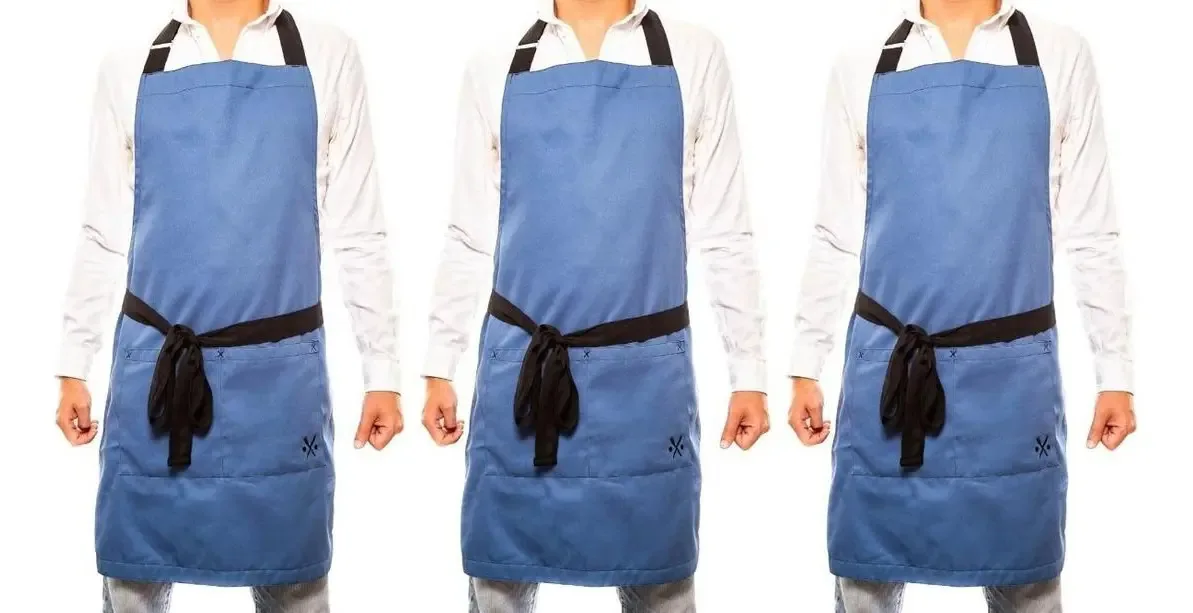 Pacote com 3 aventais e avental Gabardine para chef de restaurante bege