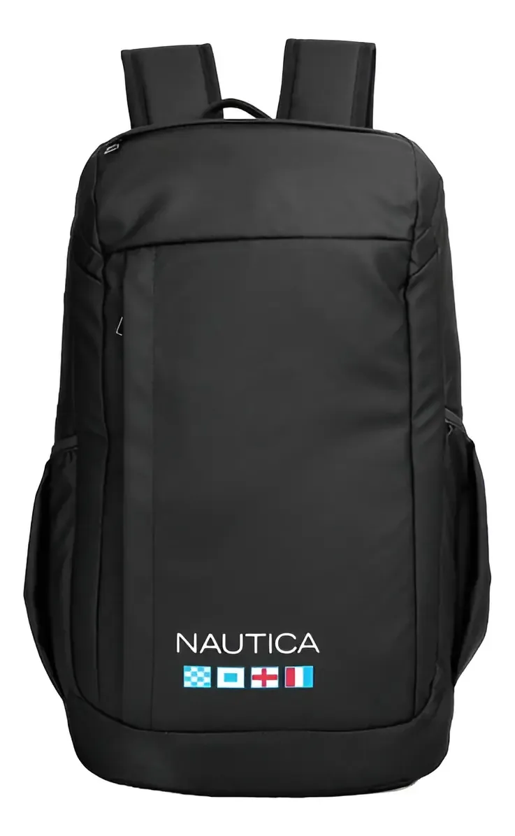 Mochila Nautica Portalaptop. Cor: preto, design de tecido liso