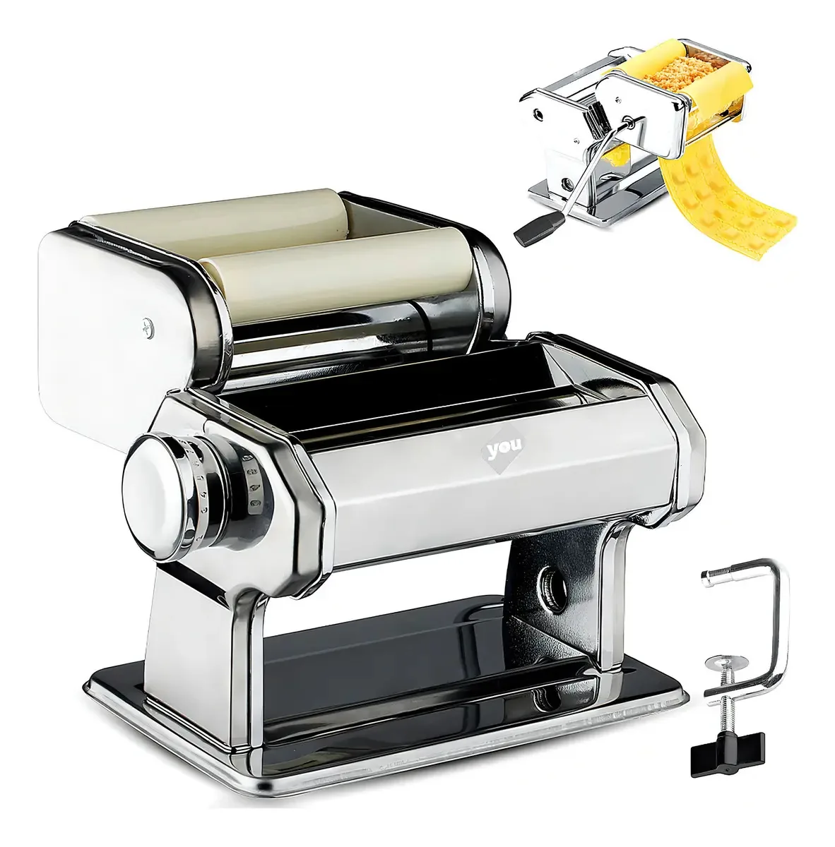 Manual da máquina de fazer ravióli e espaguete frescos prateados