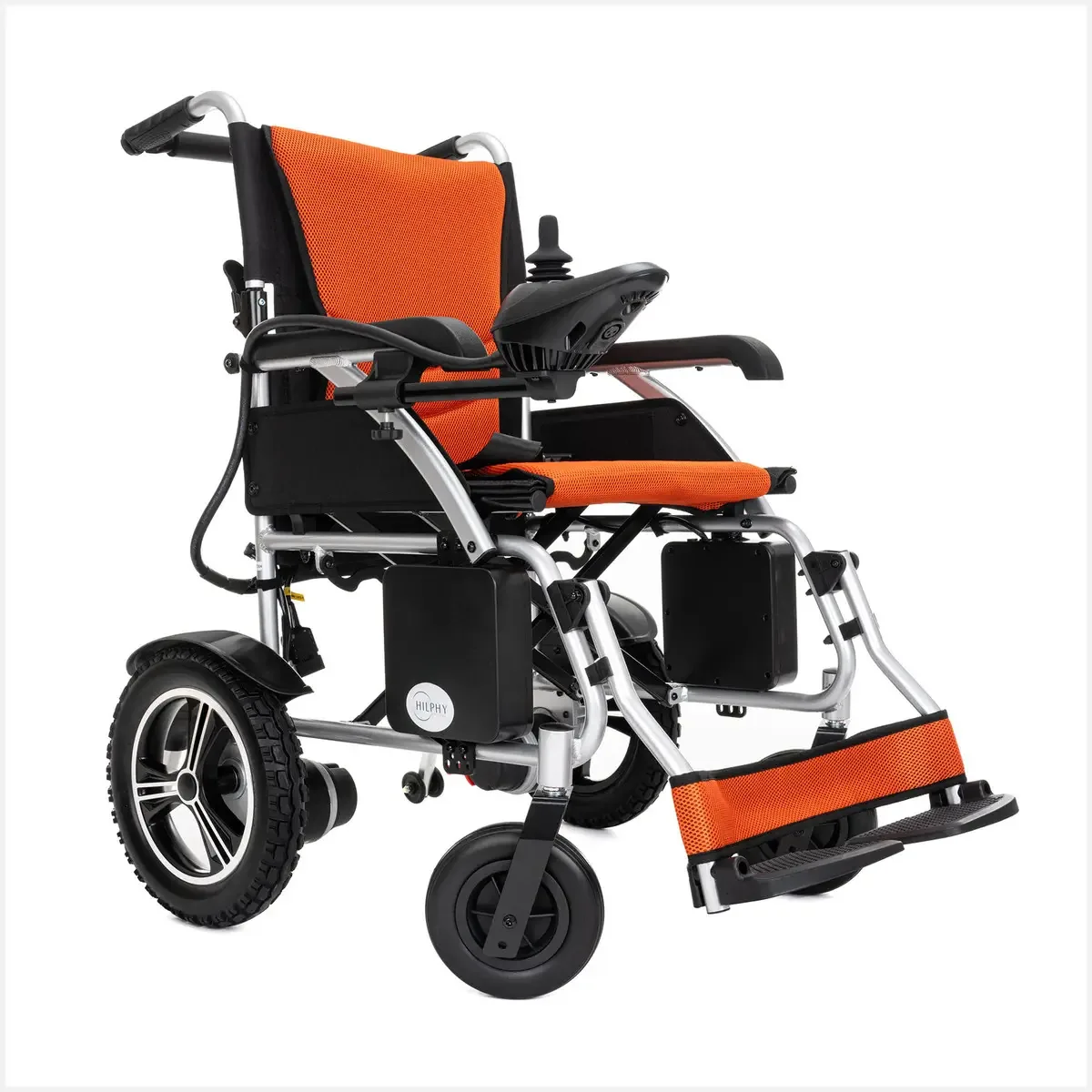 Cadeira de rodas elétrica dobrável premium laranja