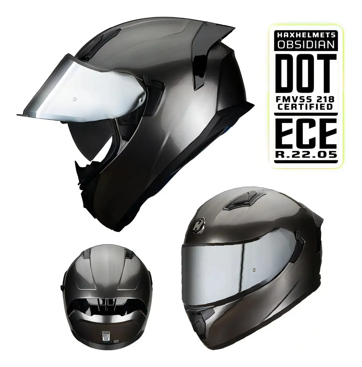 Faça capacetes. Capacete certificado Dot + Ece. Capacete Obsidian Mercury Silver Color Tamanho M - médio