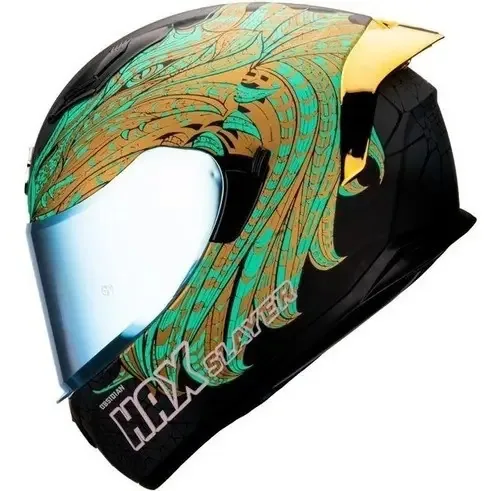 Capacete Hax Obsidian Slayer/certificado em ouro/turquesa