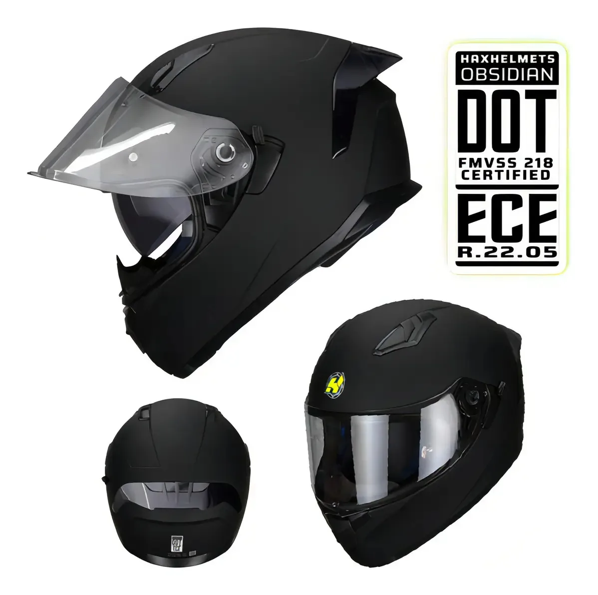 Faça capacetes. Capacete integral certificado. Capacete Obsidian Matte Black Tamanho Xs - Extra Pequeno