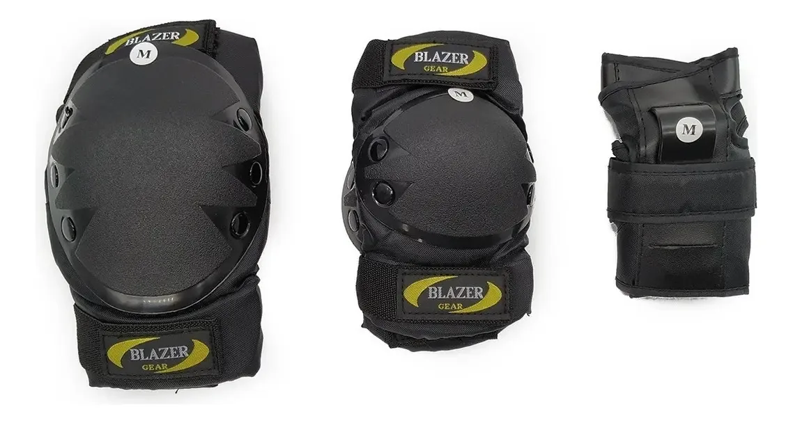 Equipamento de proteção preto + Skate tamanho S