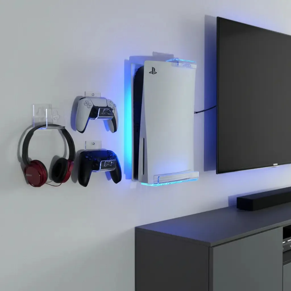 Suporte para PS5 com Kit LED RGB, Controles e Fones de Ouvido na Versão Padrão com Leitor de Disco