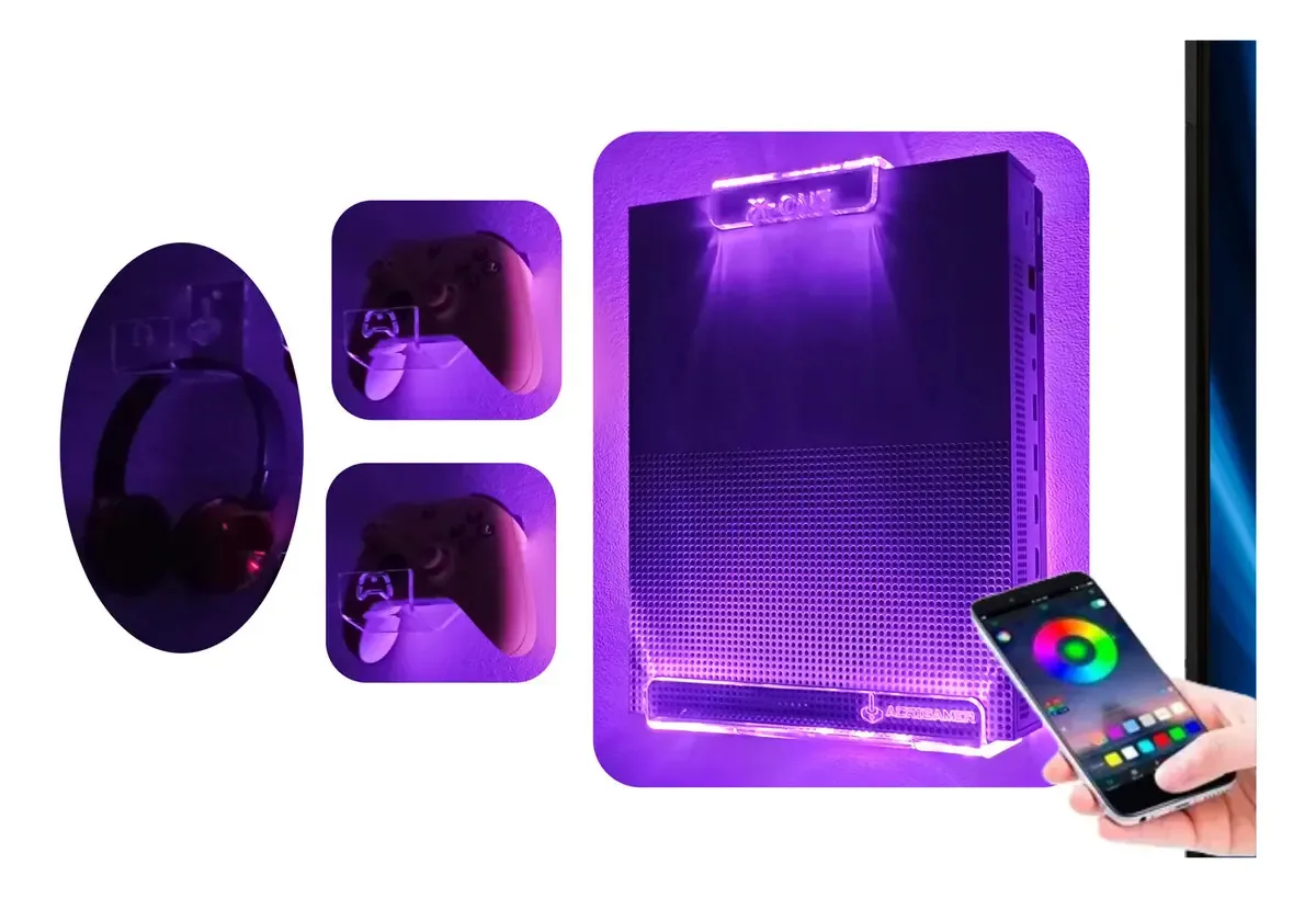 Suporte para Xbox One, LED RGB, Dois Controles e Fones de Ouvido para One S e One X
