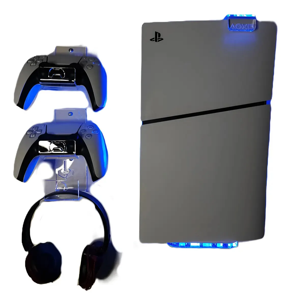 Suporte Para Playstation 5 Ps5 + Luz + Bases Para Controles Slim