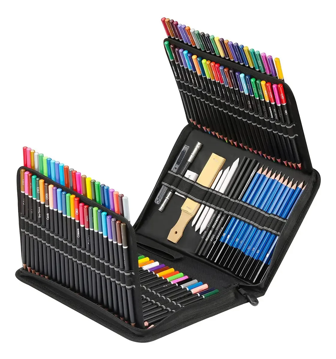 Kit de desenho e arte de 145 peças, lápis de desenho