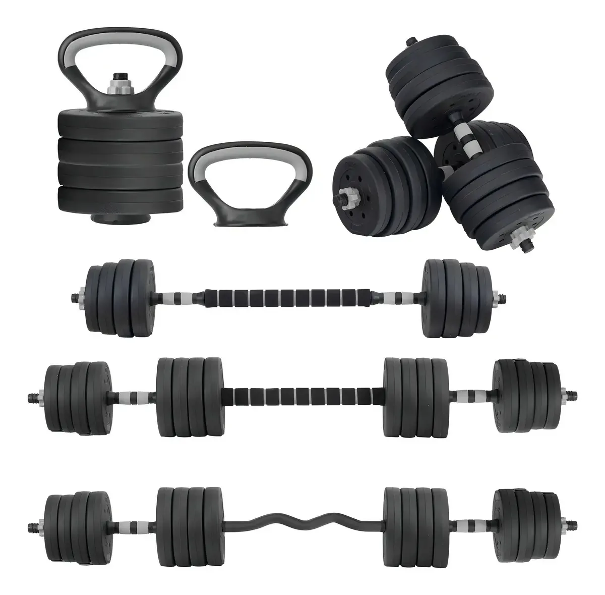Altera Kettlebell, halteres, pesos, halteres, conjunto de halteres, pesos para exercícios, kit de pesos, halteres ajustáveis, halteres para exercícios, cinza Altera 40 kg