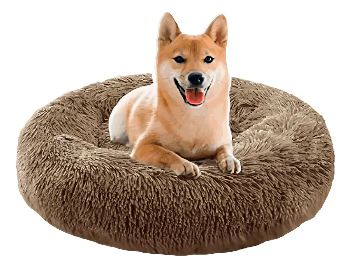 Cama de donut anti-stress redonda Moka Color para cães