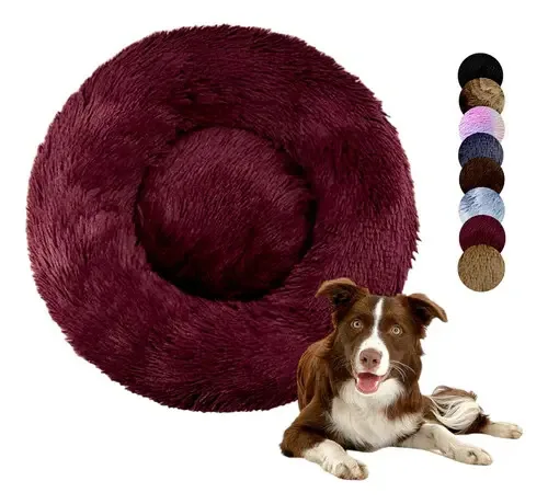 Cama de donut anti-stress para cães da raça Xlarge/Giant wine color