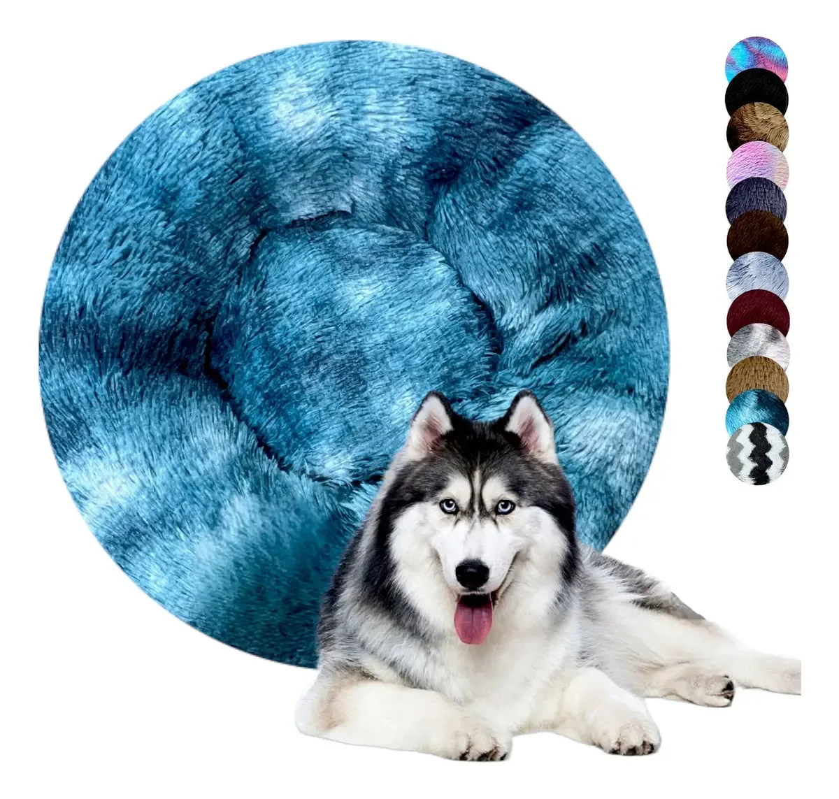 Cama de donut anti-stress para cães da raça Xlarge/Giant Petrol color - White