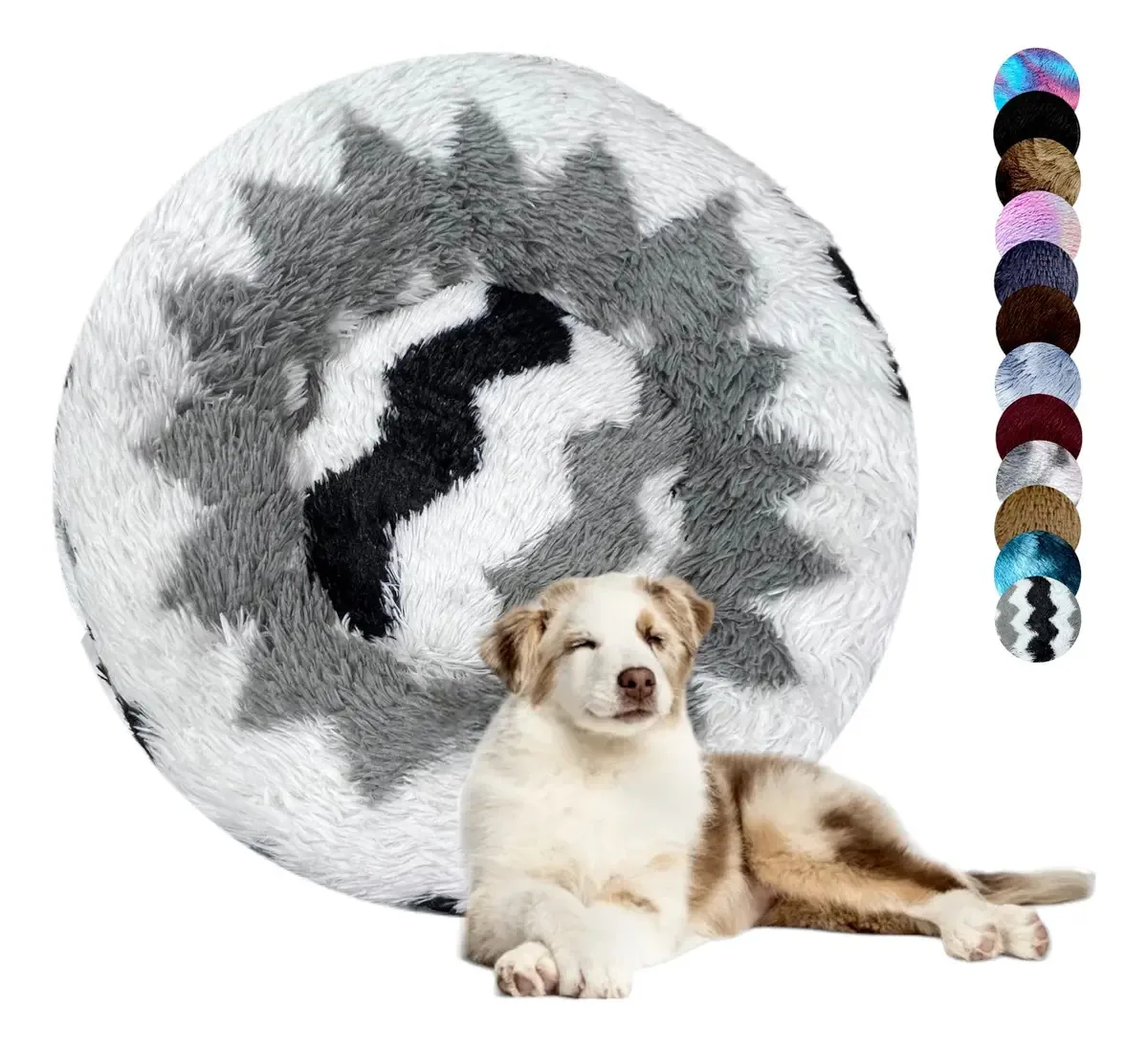 Cama de rosquinha anti-stress redonda Ziz Color para cães