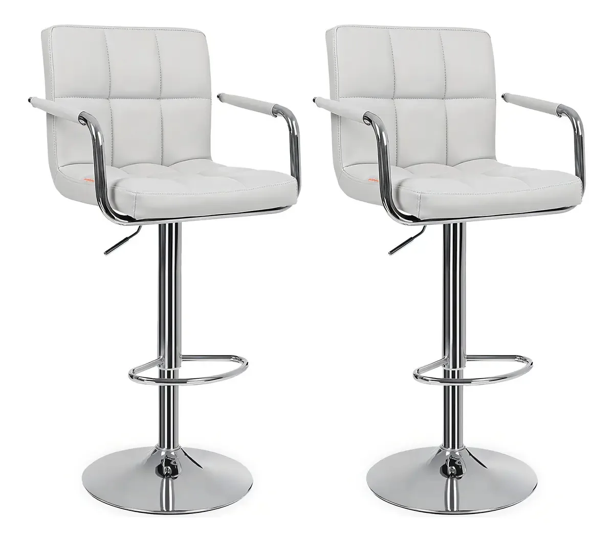 Conjunto de 2 bancos, cadeiras com encosto e apoios de braços, altura ajustável, giratória de 360°, design moderno e elegante, branco, Ws98105 Mueblick