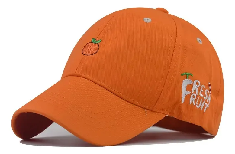 Boné de frutas, estética variada, bordado, ajustável, cor de fruta, design de tecido laranja, fruta laranja, tamanho único