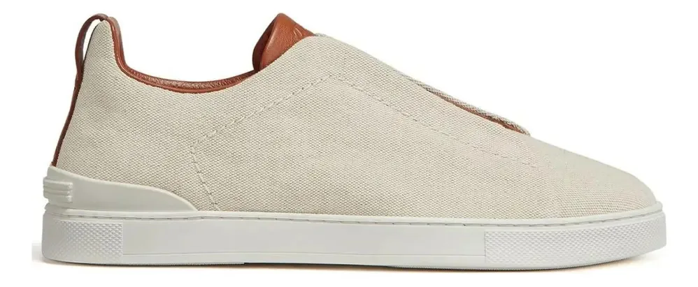 Tênis baixos masculinos Zegna na cor azul beige-3
