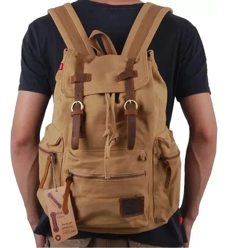 Mochila Para Hombre Táctica Militar Deportiva Escolar Retro Cor Cáqui