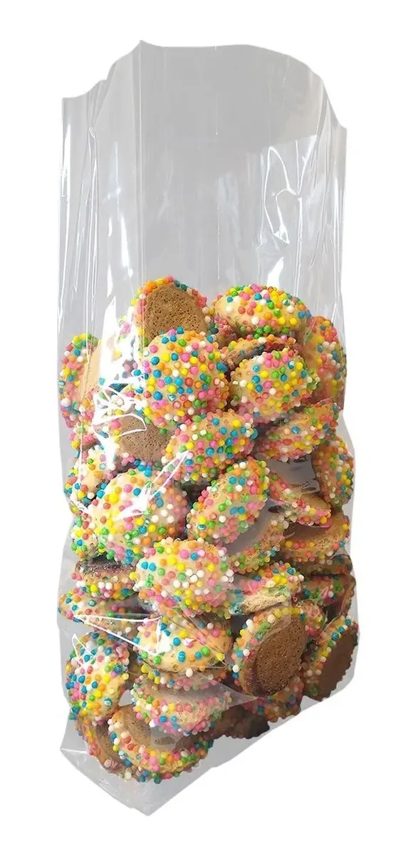 Bolsa de celofane transparente com fole 14+6x32cm/2,5 kg