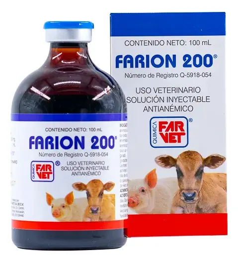 Ferro medicamentoso anti-anêmico Farion 200 para suínos 100ml