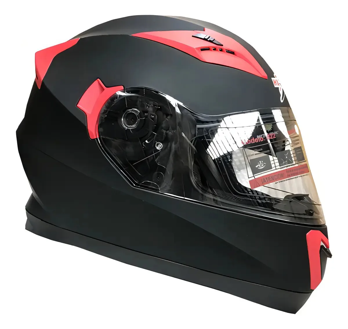 Capacete fechado, preto fosco, viseiras refletivas duplas, Ecer22-05, tamanho L (59-60 cm)