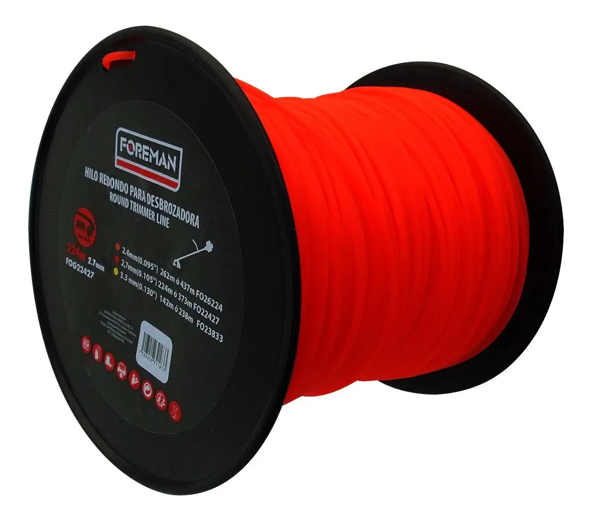 Fio para bobina de roçadeira 224 m 2,7 mm Nylon Foreman, cor vermelha