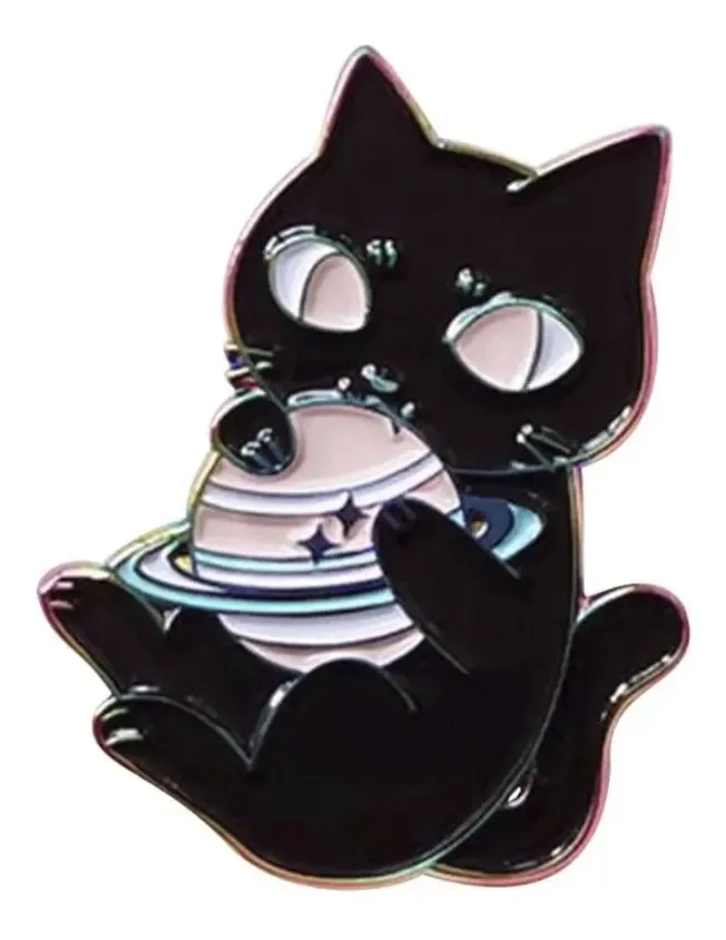 Gato Kawaii com Planet Pin
