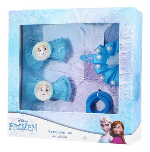 Conjunto de laços, Frozen, com laços, clipes e gravatas, Disney, cor azul claro, design de neve