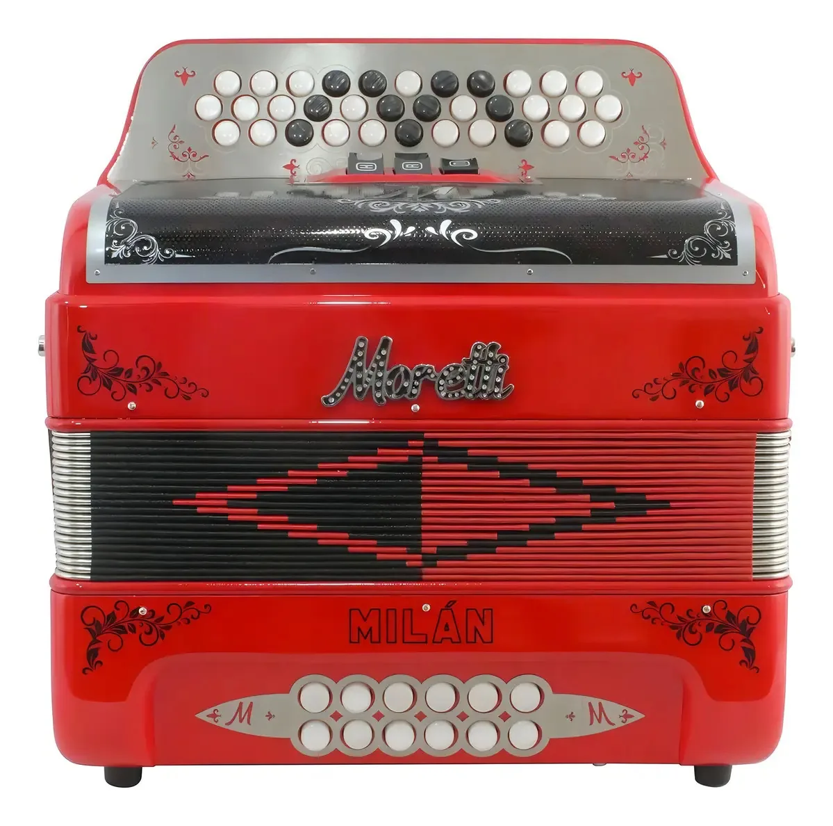 Acordeão Moretti 12 Bass 34 Botões Milan 3-reg Fbbeb
