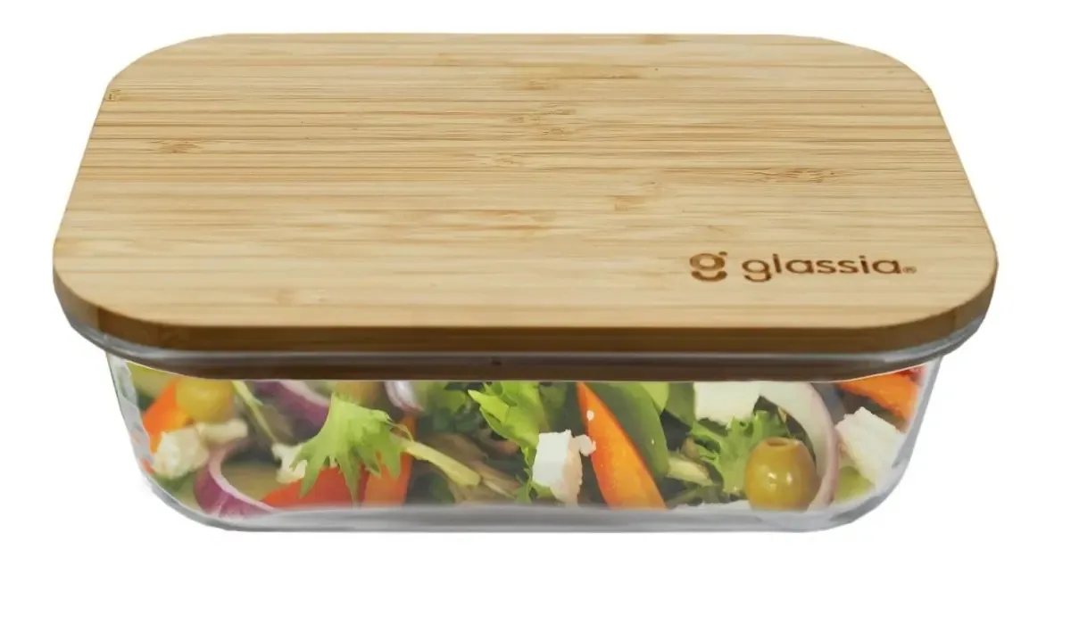 Recipiente para alimentos Glassia, recipiente cáqui de 1520mL - pacote x 2 unidades