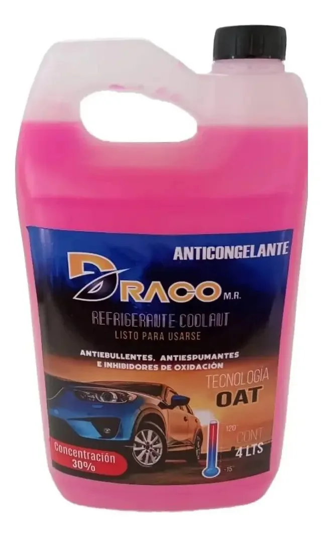 Draco Anticongelante Refrigerante Automotivo Premium 30% Coolant, Carros, Motos, Geladeiras, Refrigeração, Caminhões, Glicerina, Glicol, Concentrado Não Diluído