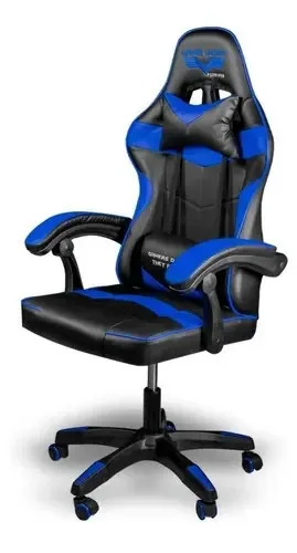 Cadeira de mesa ergonômica Gamer preta azul Rocket Steelpro