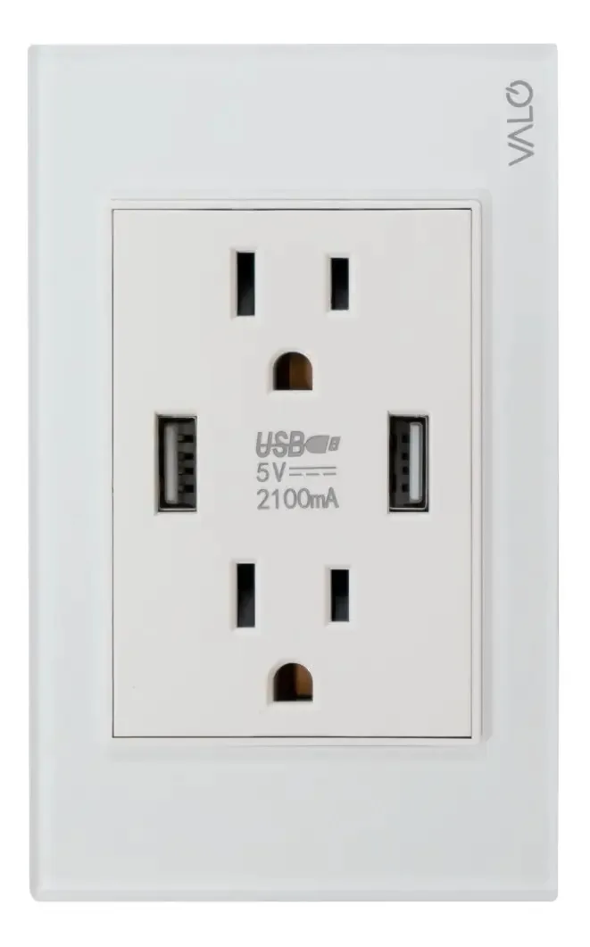 Placa duplex Valo Contact e 2 entradas USB Crystal Temp
