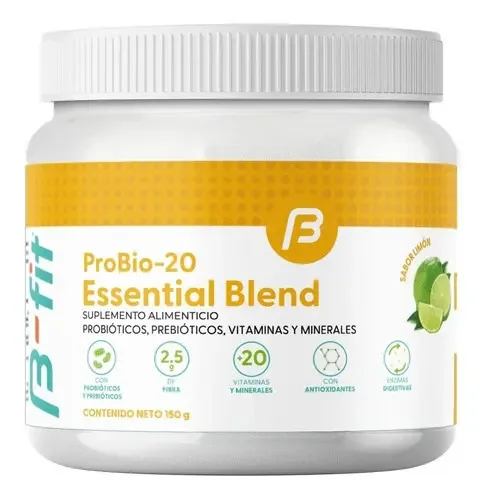 Probióticos e prebióticos + fibras e 20 vitaminas Sabor de limão