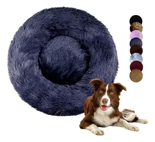 Cama de donut anti-stress para cães de raça grande/gigante, cor cinza
