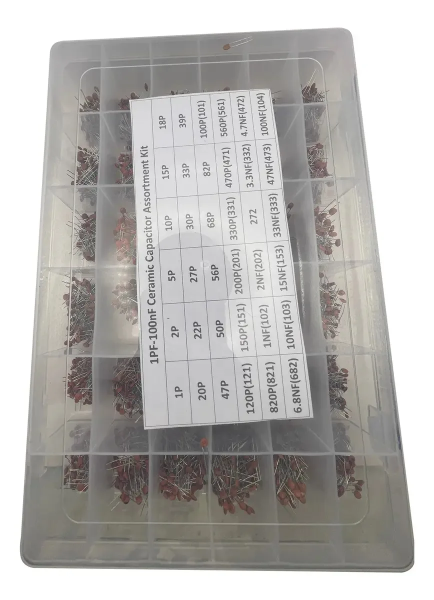 Kit de 3600 capacitores cerâmicos 50v 1pf - 100nf 36 valores
