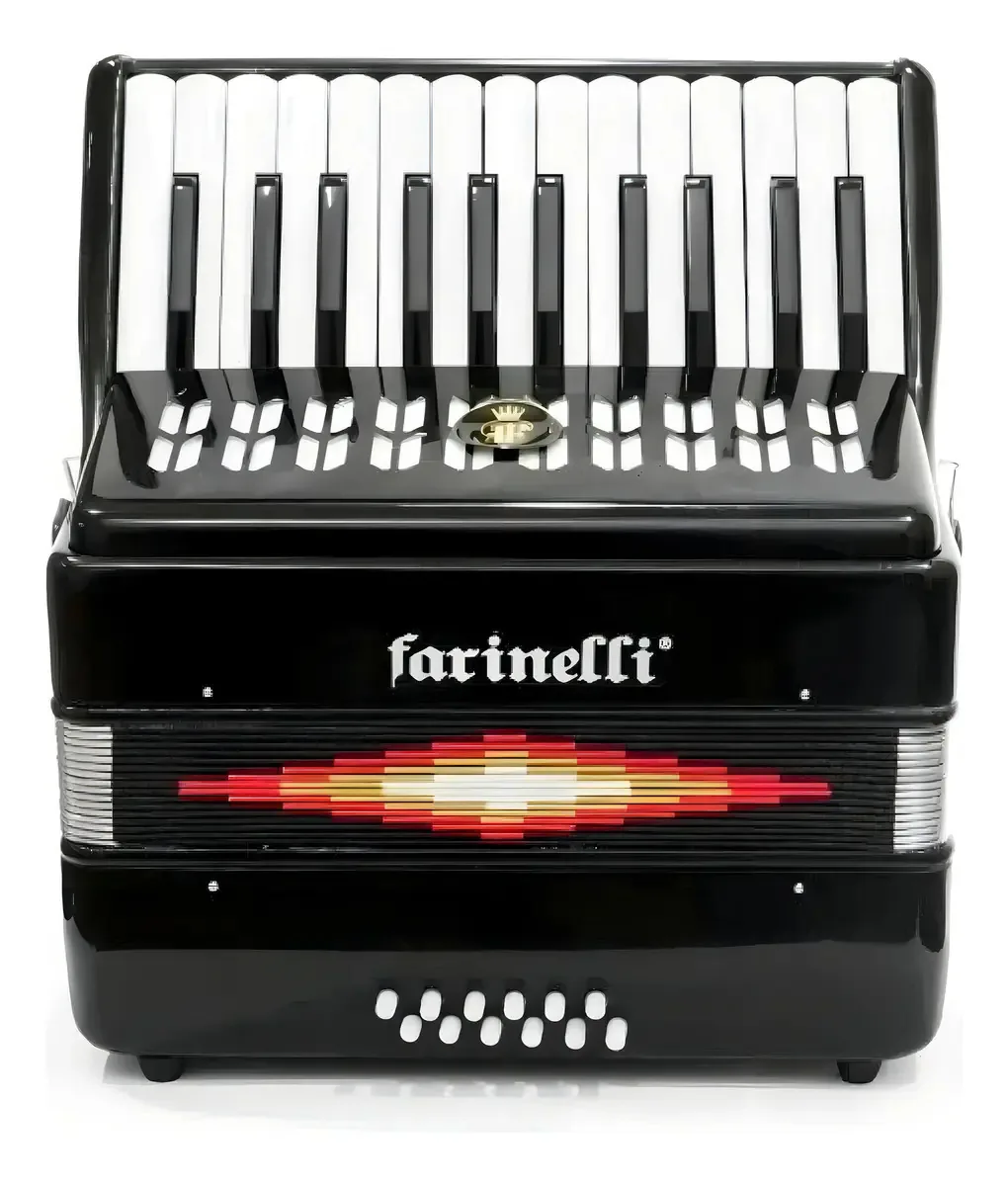 Acordeão Farinelli 1302n preto de 25 teclas e 12 baixos