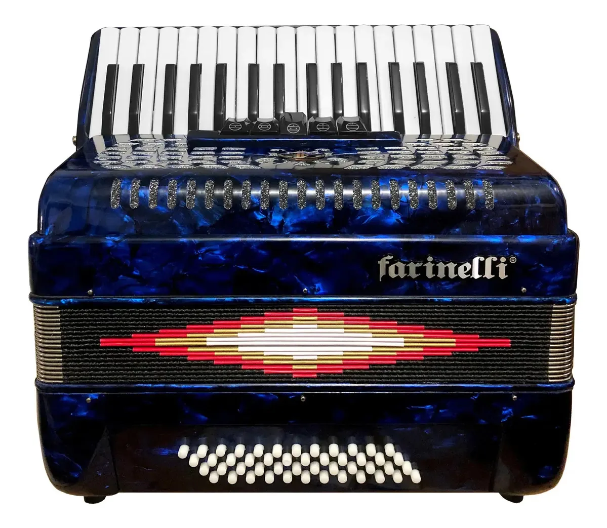 Acordeon Farinelli 1307a 34 teclas 48 baixos 5 discos azul