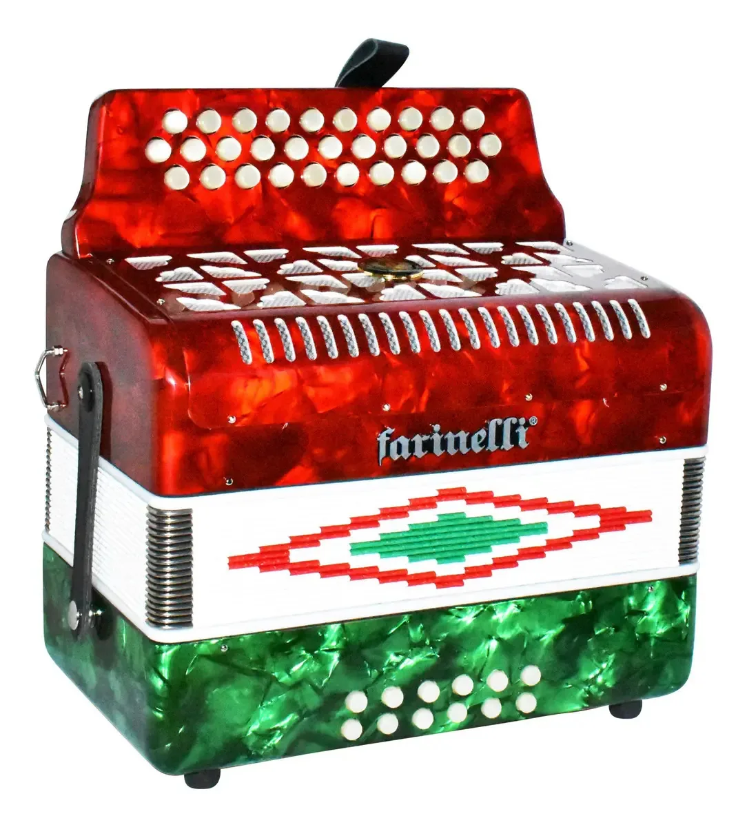 Acordeão com botões/acordeão com botões Farinelli 3012 MIB cor vermelho brilhante