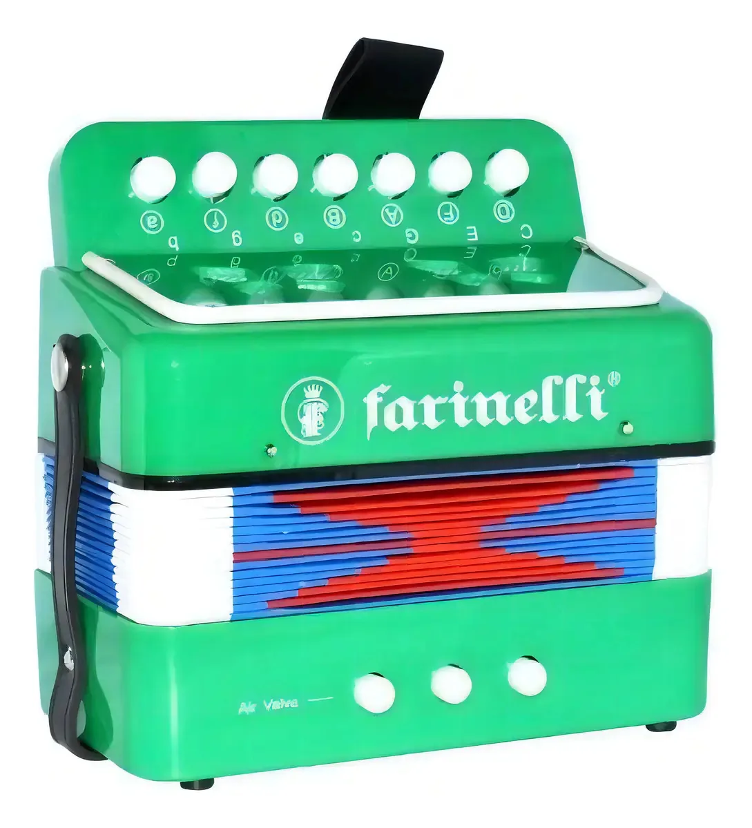 Acordeão de botão verde para crianças Farinelli