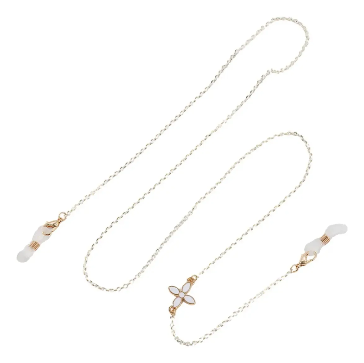 A elegante corrente de colar contém lentes e capas faciais, cor branca moderna