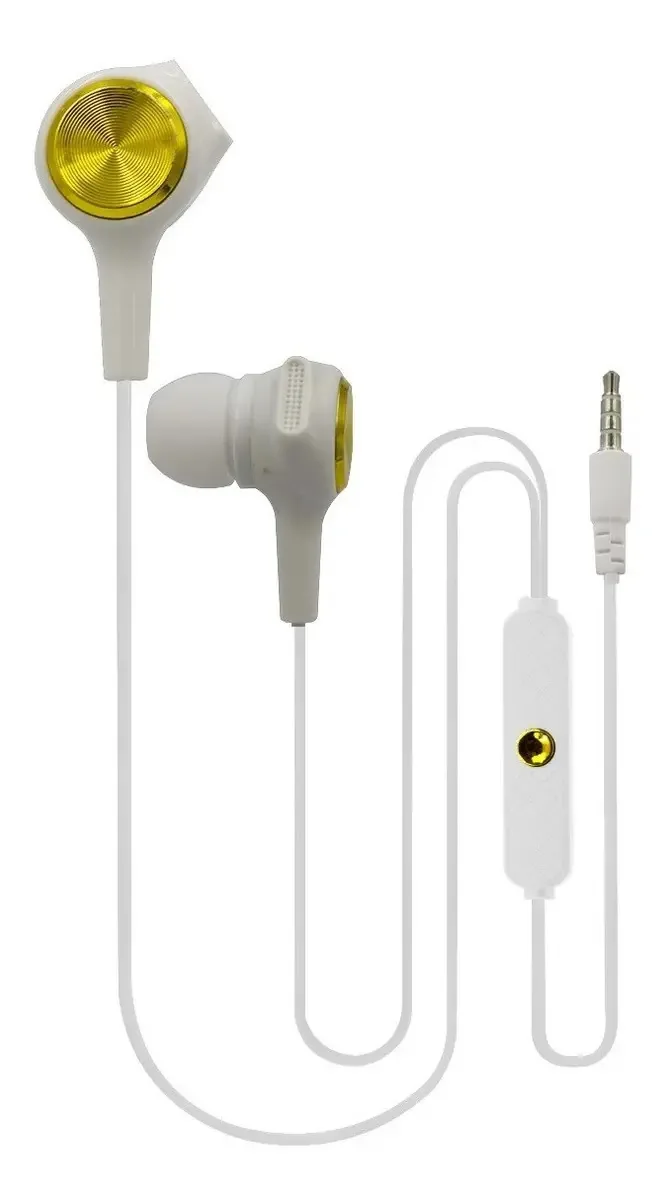 Fones de ouvido com fio viva-voz Microfone In Ear, cor celular, branco