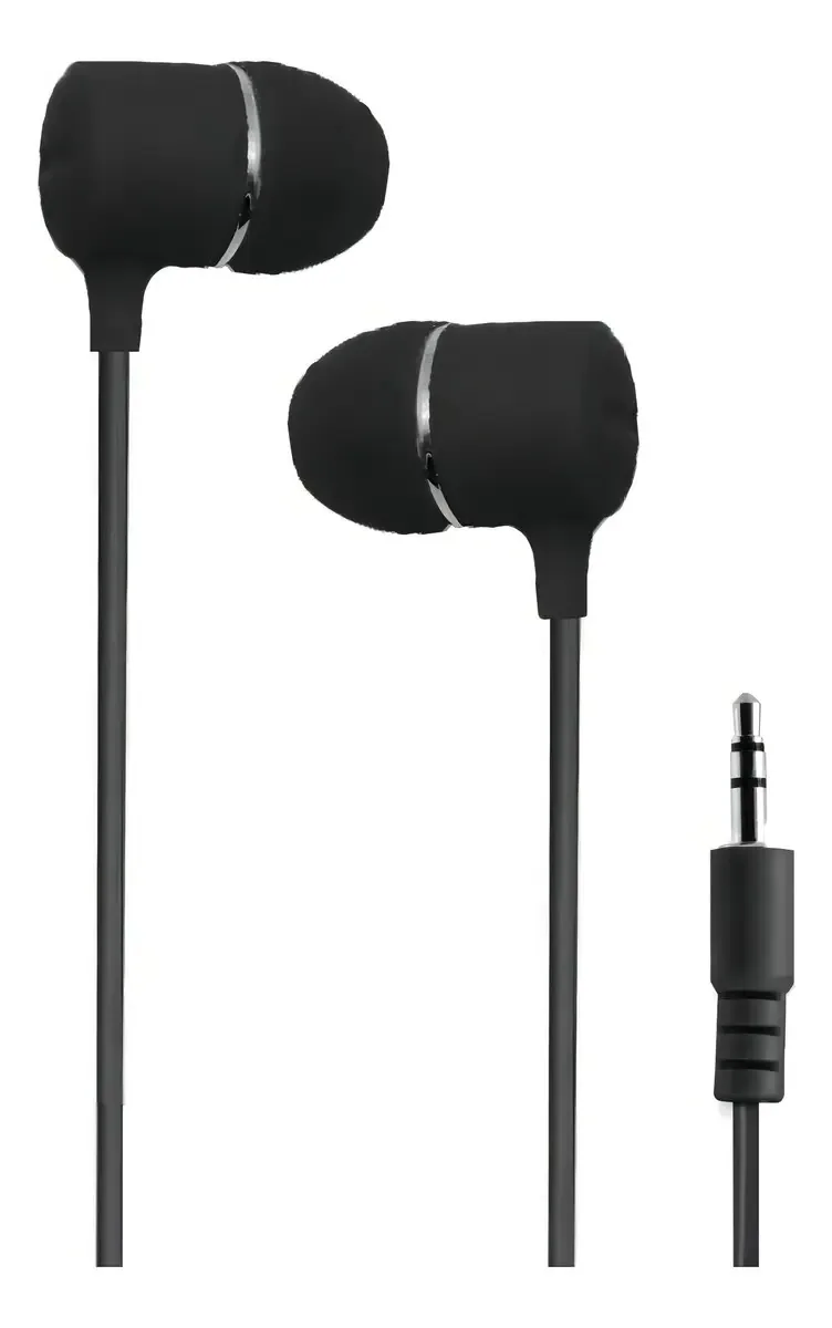 Fones de ouvido intra-auriculares com fio viva-voz e microfone celular preto