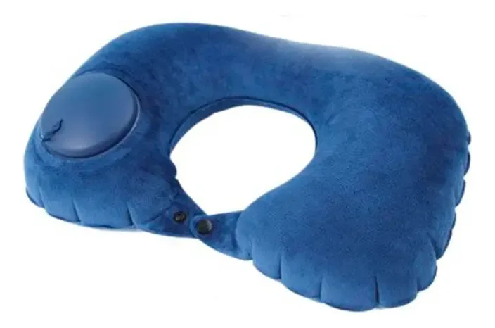 Almofada de pescoço inflável, almofada cervical, relaxante, cor azul
