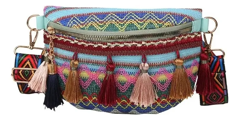 Bolsa de ombro Bolsa de ombro para jovens, casual, moda feminina, acabamento em hardware, cor ab, alça de ombro, azul, design de tecido, listrado