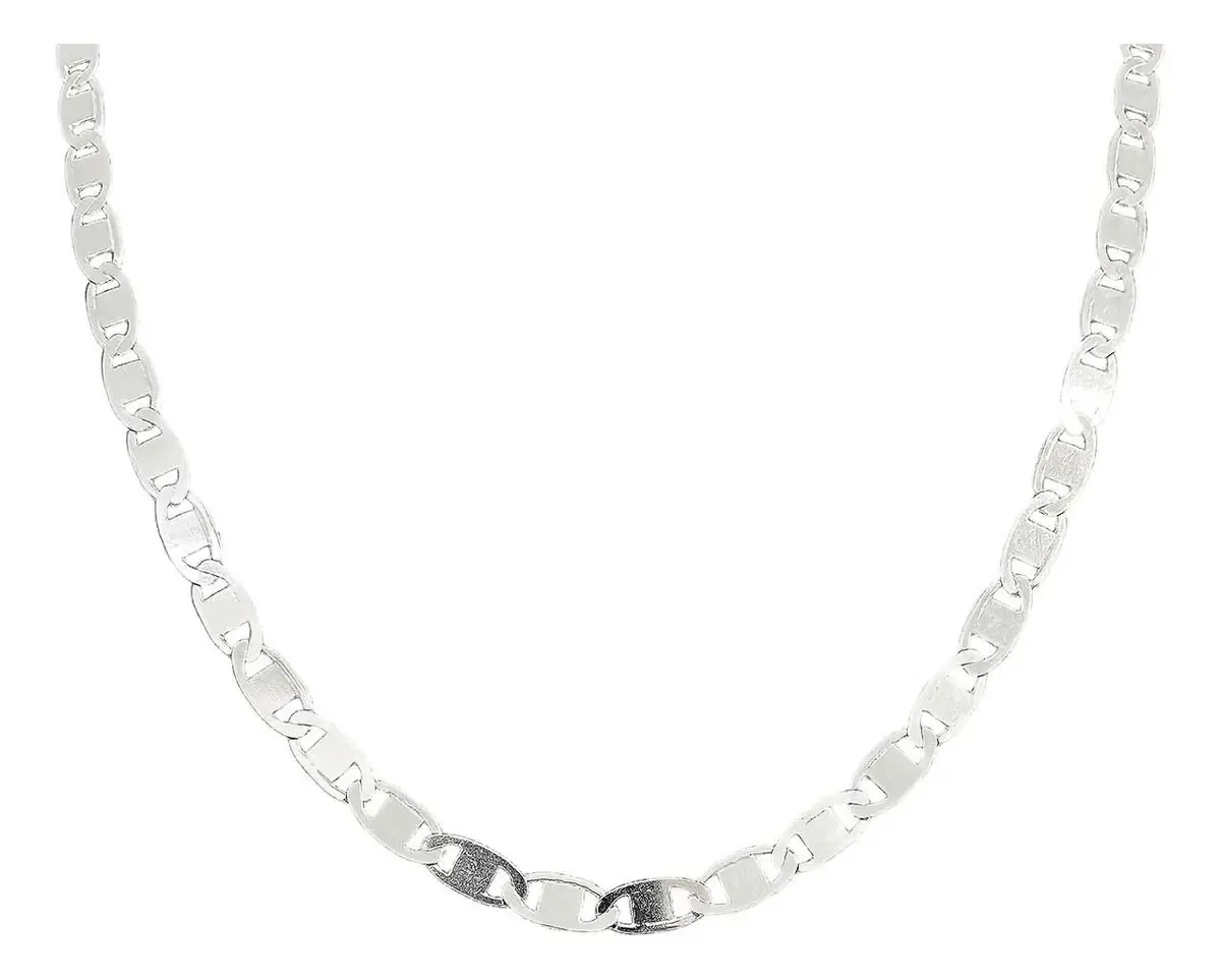 Corrente de veleiro masculina feminina em prata esterlina 925 55 cm x 5 mm prateada